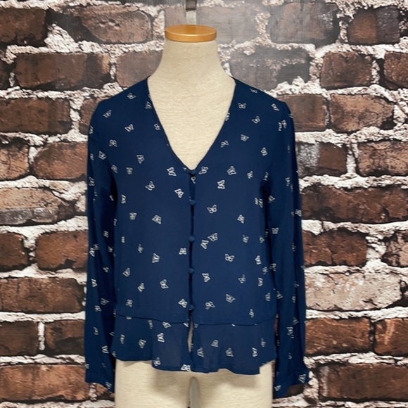 Rails Top Shirt Blouse Button Up Butterfly Print Small - Picture 3 of 12